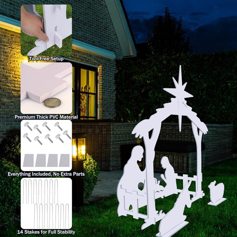 Raymean 4.5FT Outdoor Nativity Scene, Weatherproof Yard Nativity Set for Christmas Outdoor Decor, Christmas Holy Family Lawn Garden Yard Decoration - Image 4